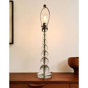 Vtg Mid Century Modern Stacked Lucite Ball Table Lamp Chrome 29" Total Height